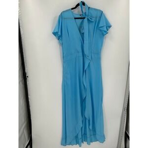 JustFashionNow‎ Women's Blue 2XL Ruffle Wrap Maxi Dress